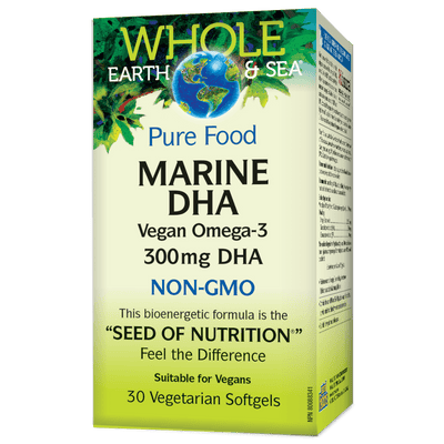 Pure Food Marine DHA 300 mg Vegan Omega-3, Whole Earth & Sea Vegetarian Softgel