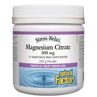 Magnesium Citrate 300 mg, Tropical Fruit Flavour, Stress-Relax Powder