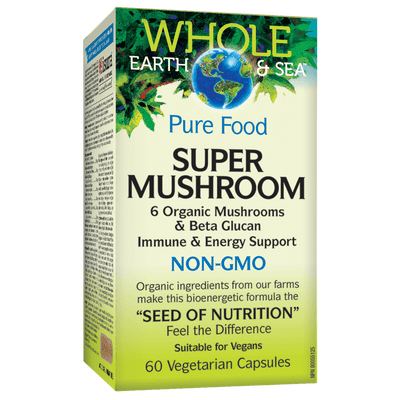 Super Mushroom 6 Organic Mushrooms & Beta Glucan, Whole Earth &
Sea Vegetarian Capsules