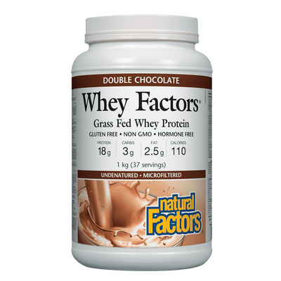 Whey Factors 100% Natural Whey Protein, Double Chocolate Powder
