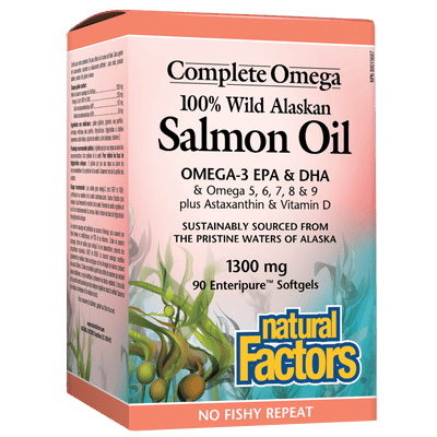 100% Wild Alaskan Salmon Oil 1300 mg, Complete Omega Enteripure Softgels