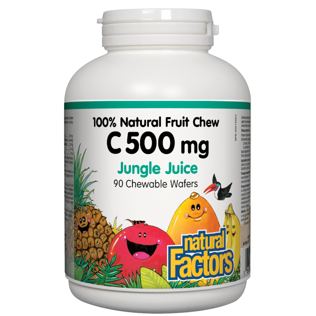 Vitamin C 500 mg 100% Natural Fruit Chew, Jungle Juice Chewable Wafers