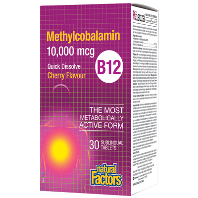 B12 Methylcobalamin 10,000 mcg, Cherry Sublingual Tablets